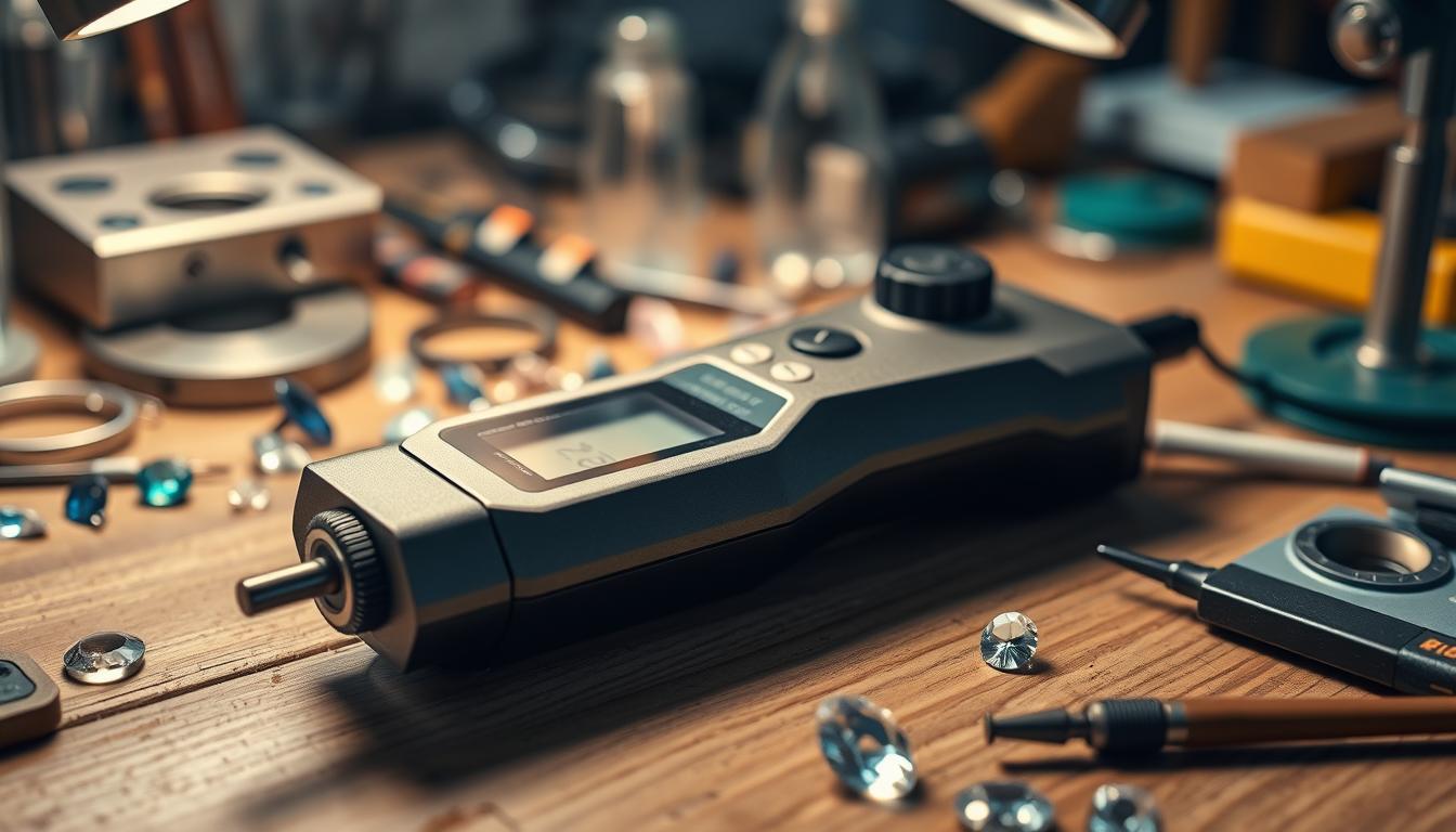 Does Moissanite Pass a Diamond Tester? The Ultimate Guide 11 Professional diamond tester for moissanite identification tools in a jeweler's workspace