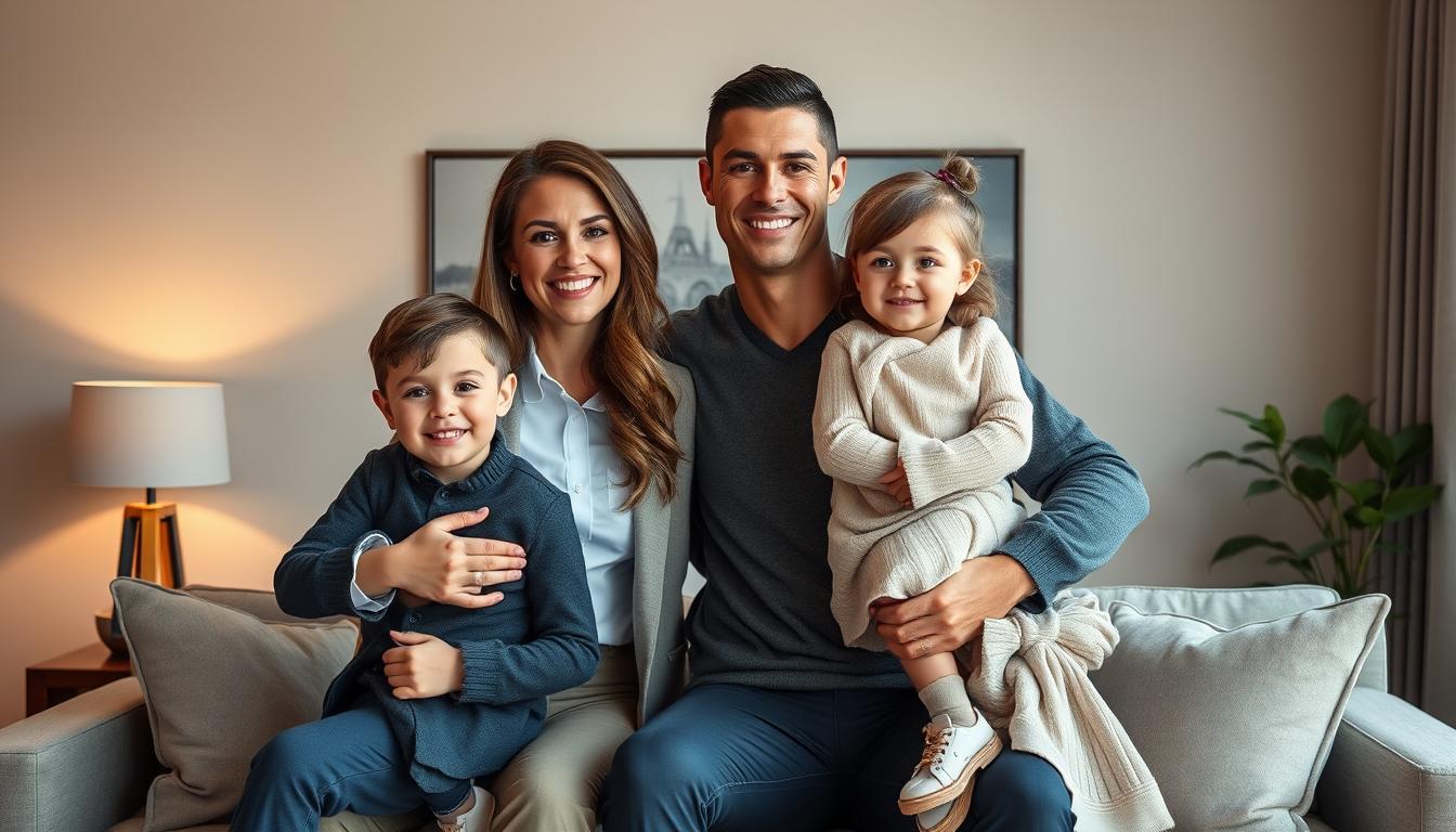 Cristiano Ronaldo mit seiner Partnerin Georgina Rodríguez und seinen Kindern