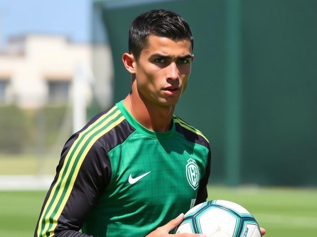 Junger Cristiano Ronaldo in seiner Zeit bei Sporting Lissabon mit dem Cristiano Ronaldo Lebenslauf beginnend