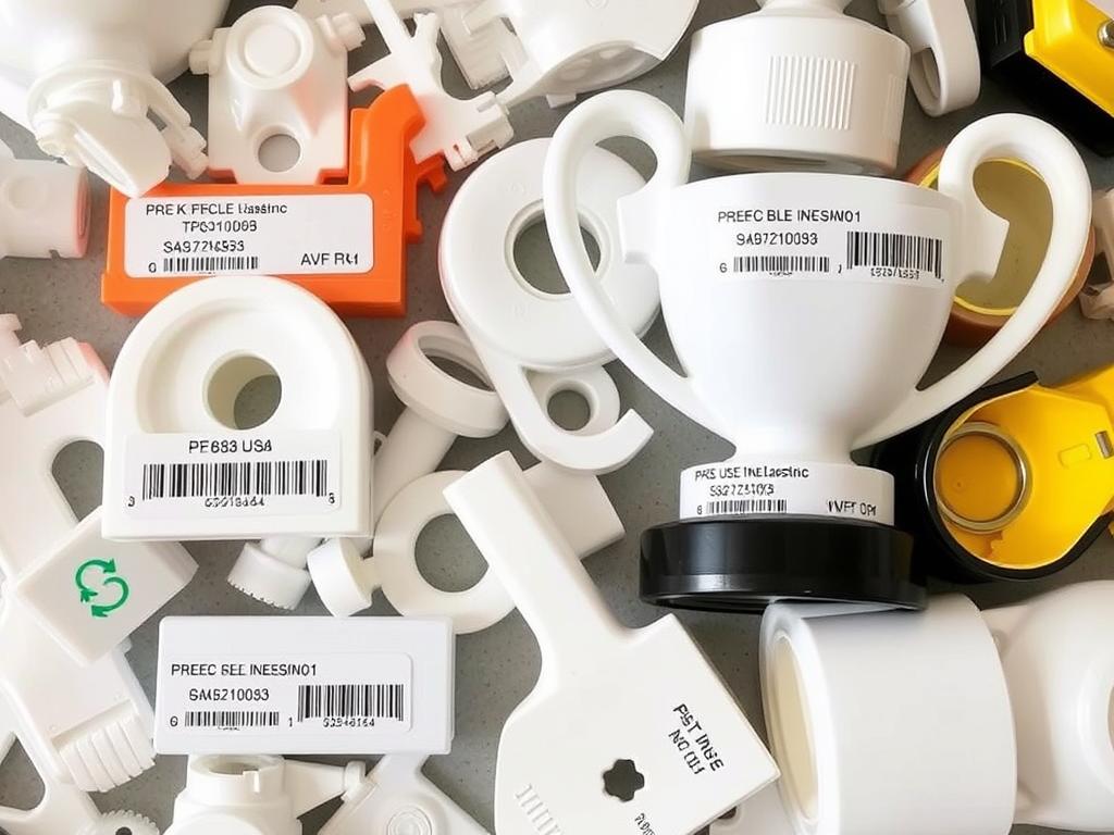 Kunststoffteile von Pokalen mit Recycling-Codes