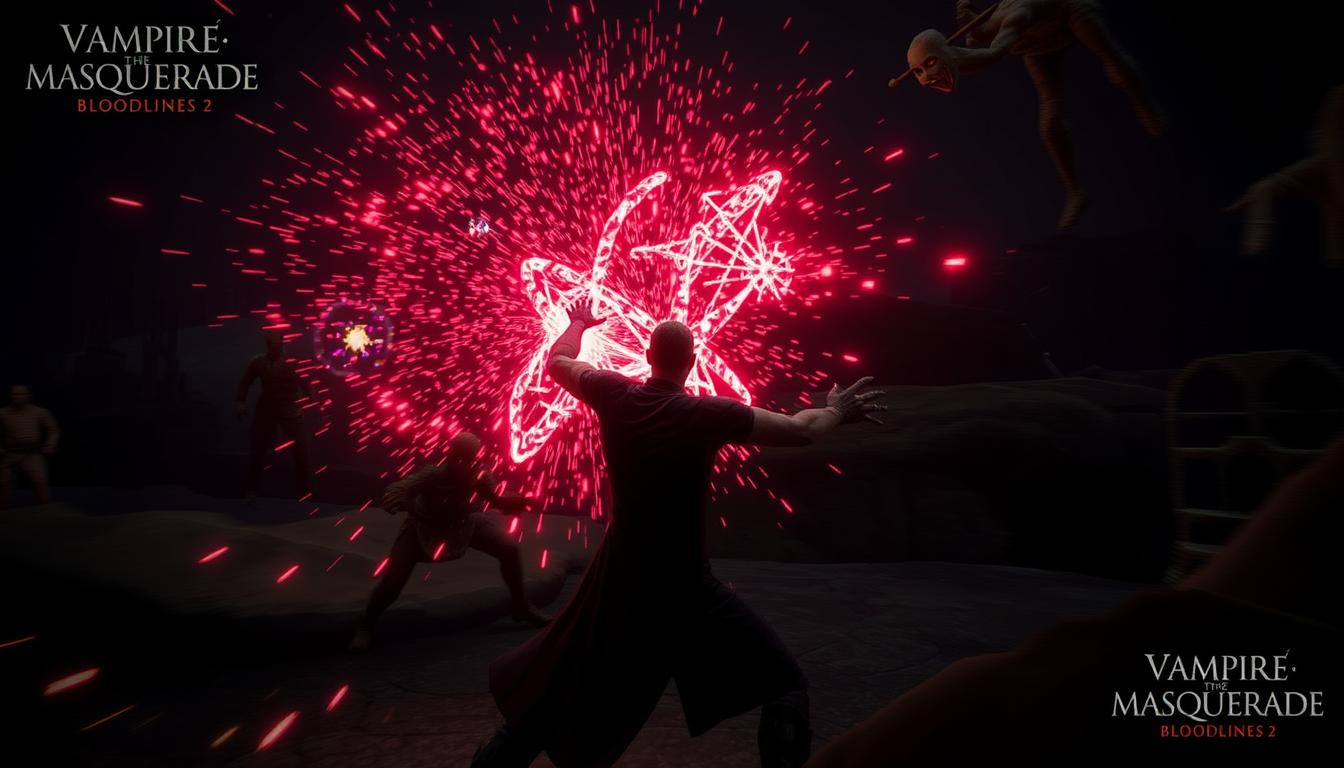 Vampire: The Masquerade Bloodlines 2 combat scene showing vampire powers in action