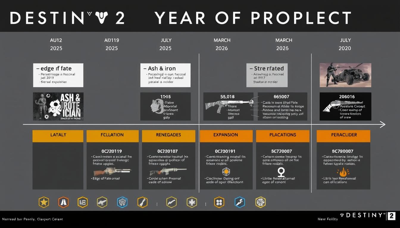Destiny 2 Year of Prophecy roadmap showing all major content releases
