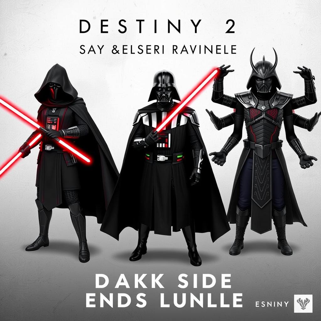 Destiny 2 Dark Side Legends bundle showing Kylo Ren, Darth Vader, and General Grievous armor sets