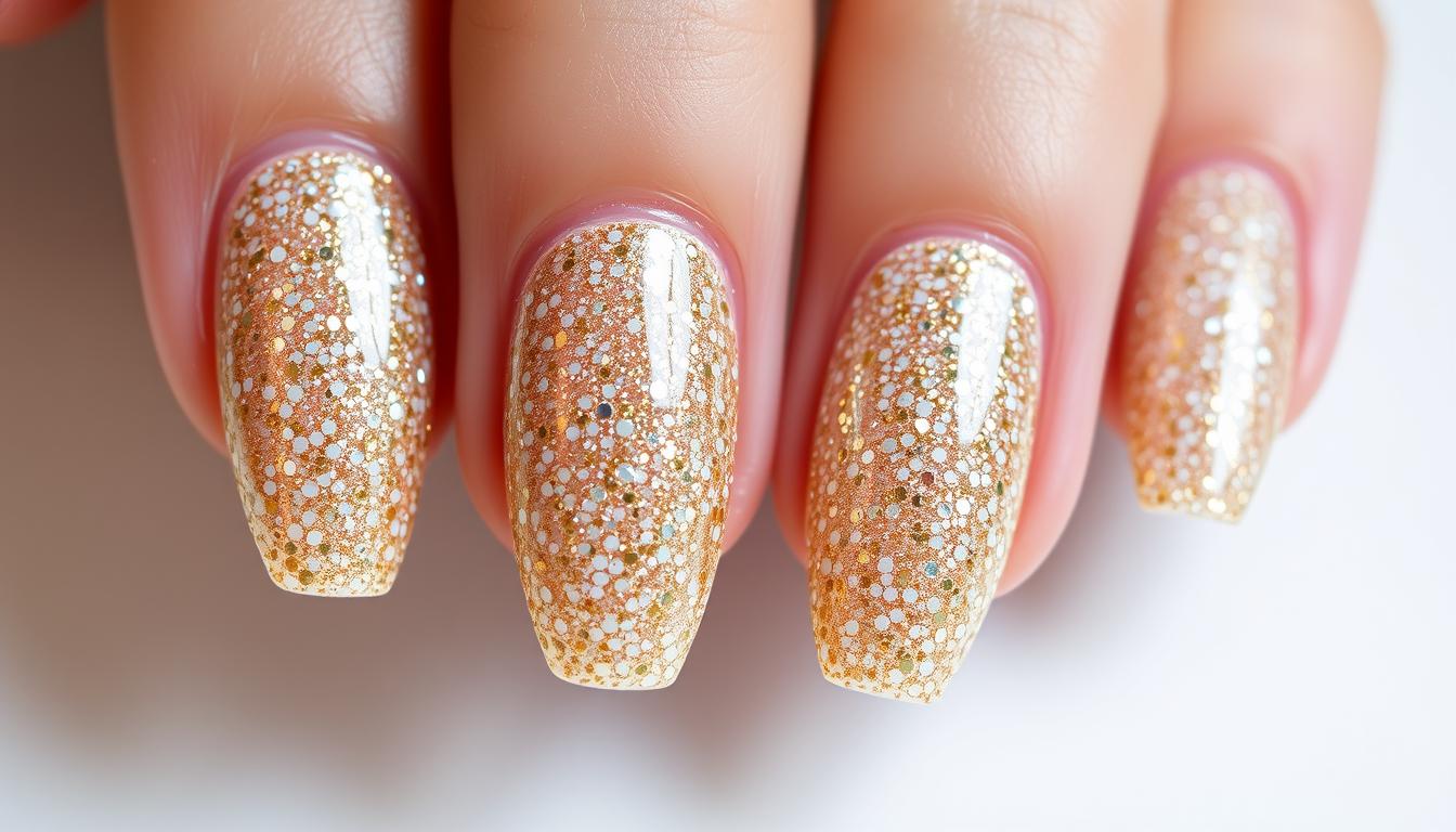 unhas de gel decoradas com glitter