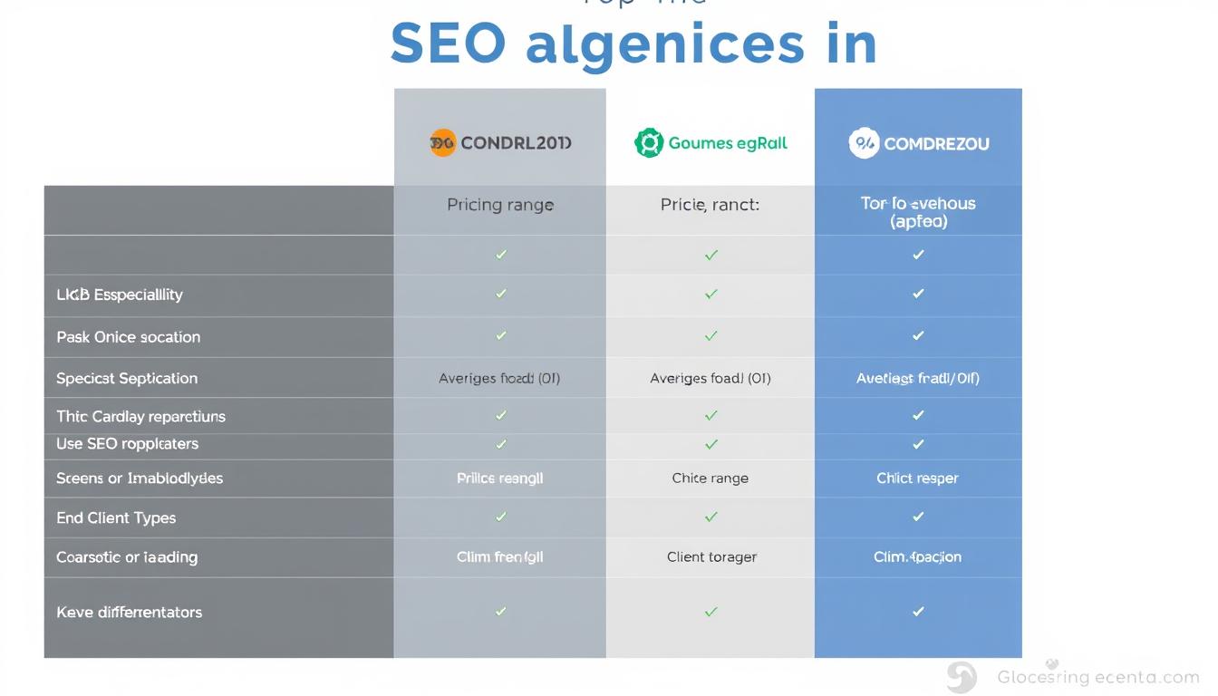 Comparison of top SEO agencies in Dubai with their pricing