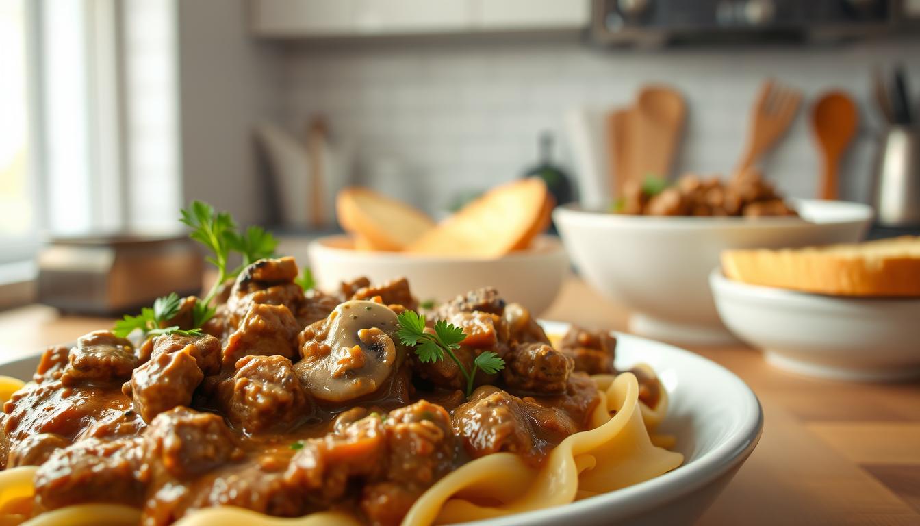 ground beef stroganoff with cream of mushroom soup recipe 1 ground beef stroganoff with cream of mushroom soup