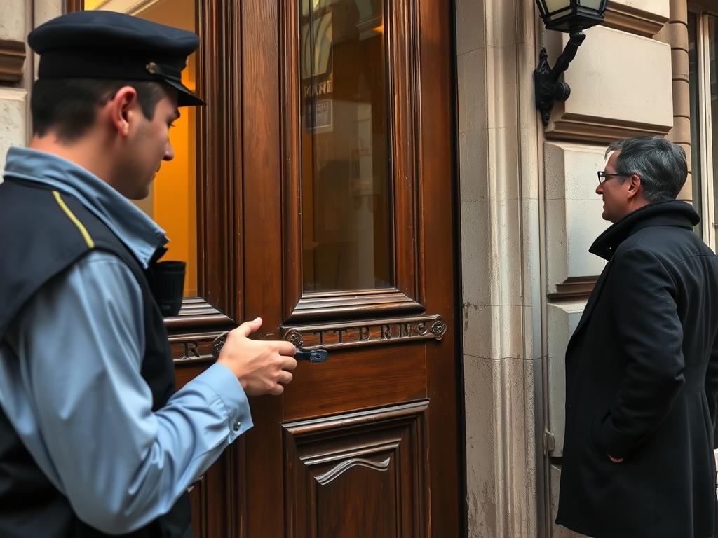 Locksmith opening a door in Paris 7th arrondissement for a locked-out expat
