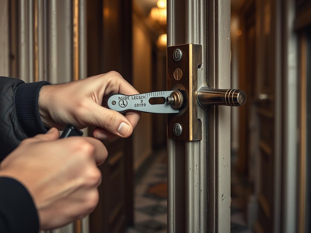 Locksmith opening a door in Paris 7 using professional tools