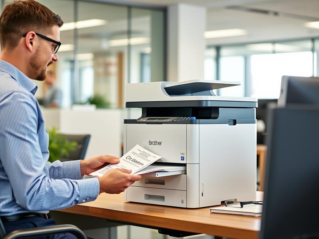Office environment with Brother MFC-L2805dw printer being used in a small business setting
