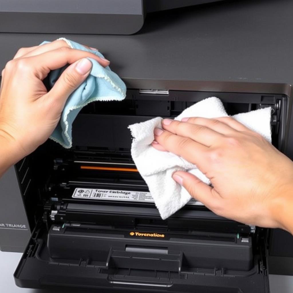 Cleaning the interior of an HP Color Laser printer
