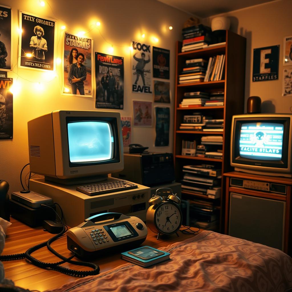 retro room decor with old computer