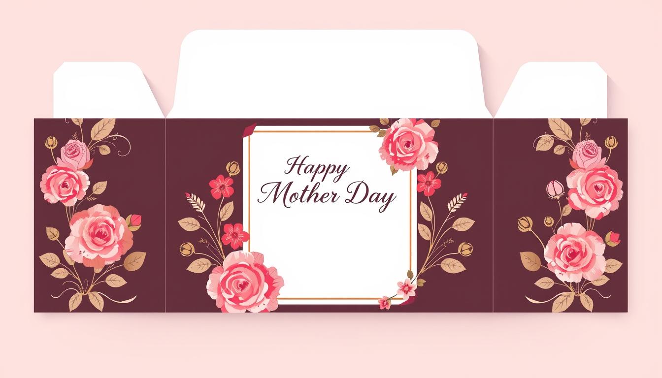Generate an image of a beautifully designed printable Mother's Day gift box template.