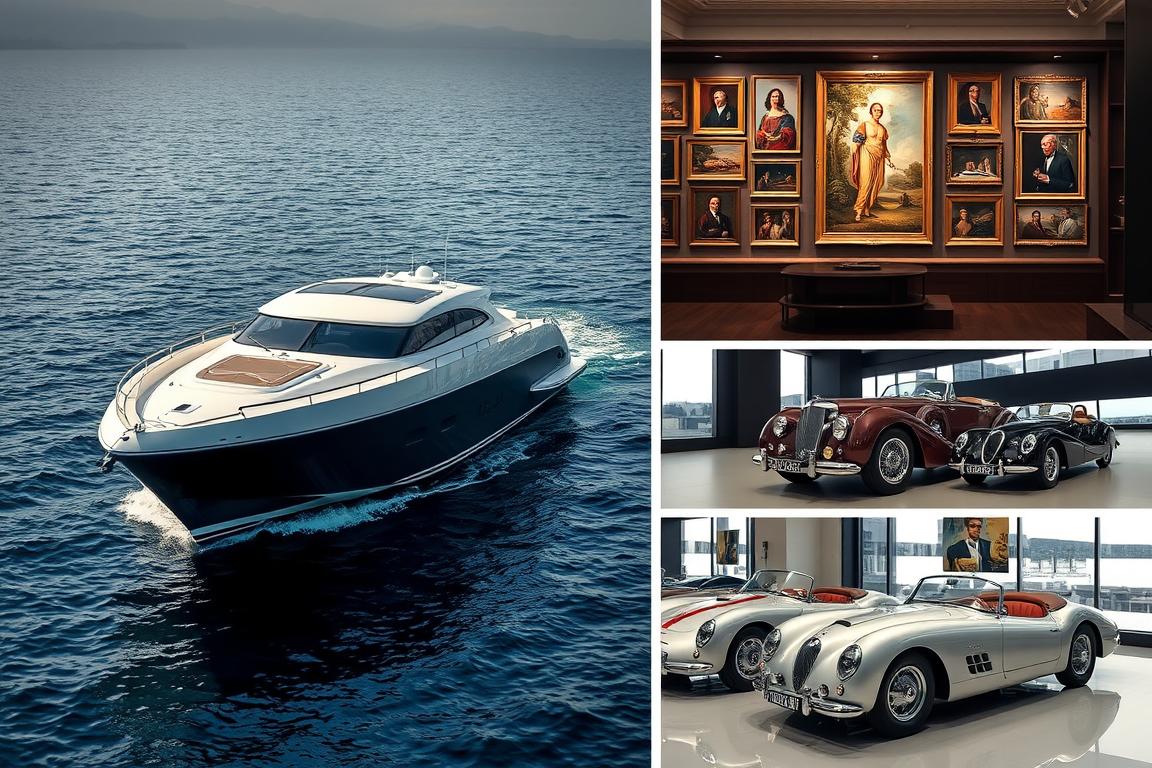 Luxury assets including yachts, art collections and rare automobiles