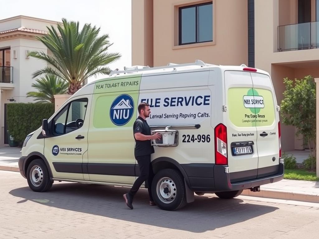 Technician van with dishwasher repair equipment in Ajman