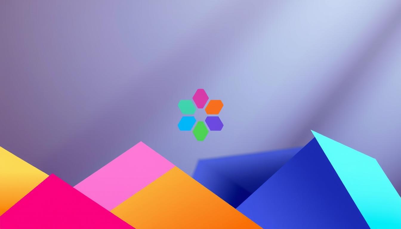 A vibrant and minimalist logo design with a harmonious color palette, showcasing the process of color selection. In the foreground, a dynamic arrangement of geometric shapes in a variety of hues, with a focus on complementary colors that create a visually striking contrast. The middle ground features a soft, blurred background, allowing the color combinations to take center stage. Carefully crafted lighting casts subtle shadows, adding depth and dimensionality to the composition. The overall atmosphere is one of creativity, innovation, and a balanced, professional aesthetic, reflecting the theme of designing an impactful visual identity.