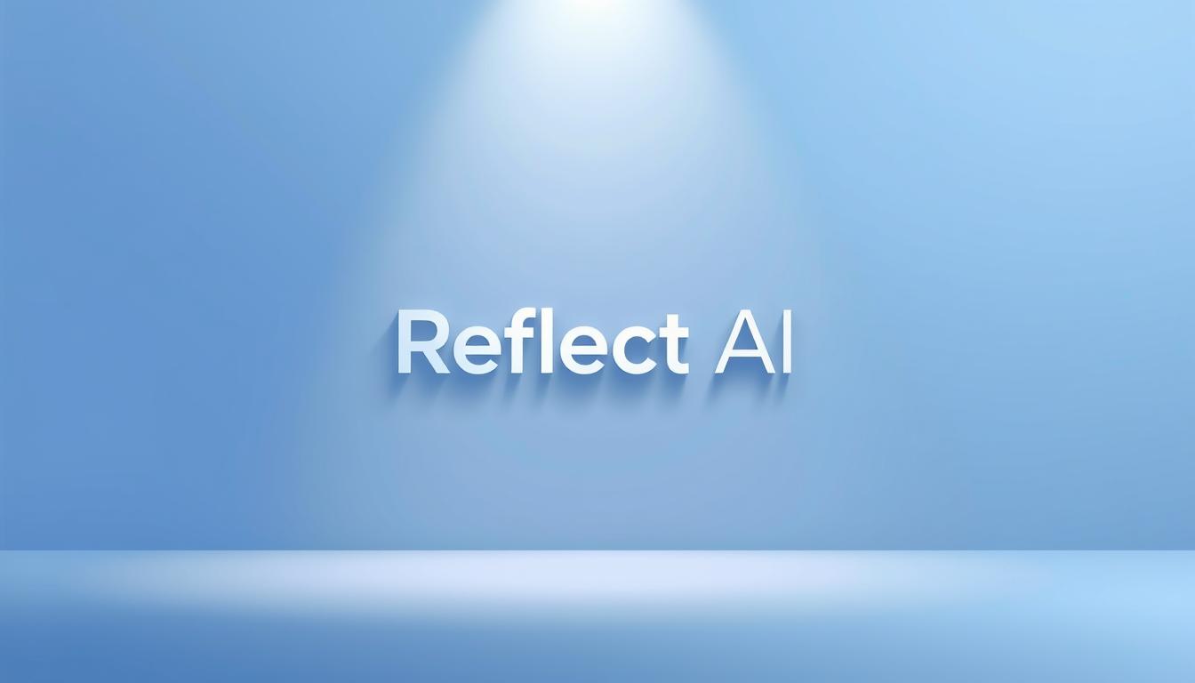 A sleek and modern illustration showcasing the Reflect AI logo against a clean, minimalist backdrop. The logo is prominently displayed in the center, with a subtle gradient effect adding depth and visual interest. The background features a soft, muted palette, perhaps in shades of blue or gray, to create a calming and professional atmosphere. Crisp, directional lighting illuminates the logo, casting subtle shadows and highlighting its three-dimensional form. The overall composition is balanced and visually appealing, reflecting the productivity-enhancing capabilities of the Reflect AI platform.
