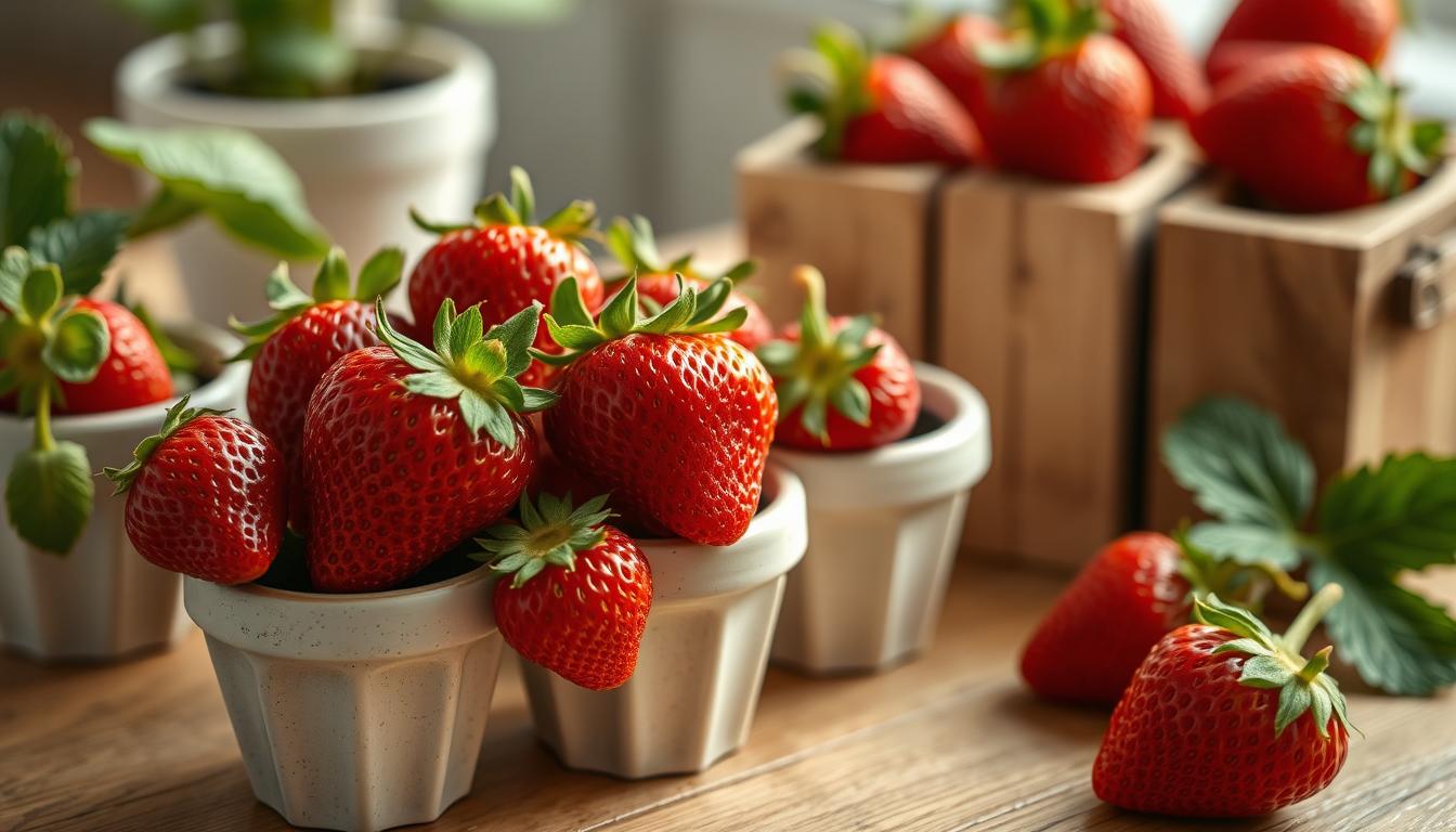 strawberries in containers