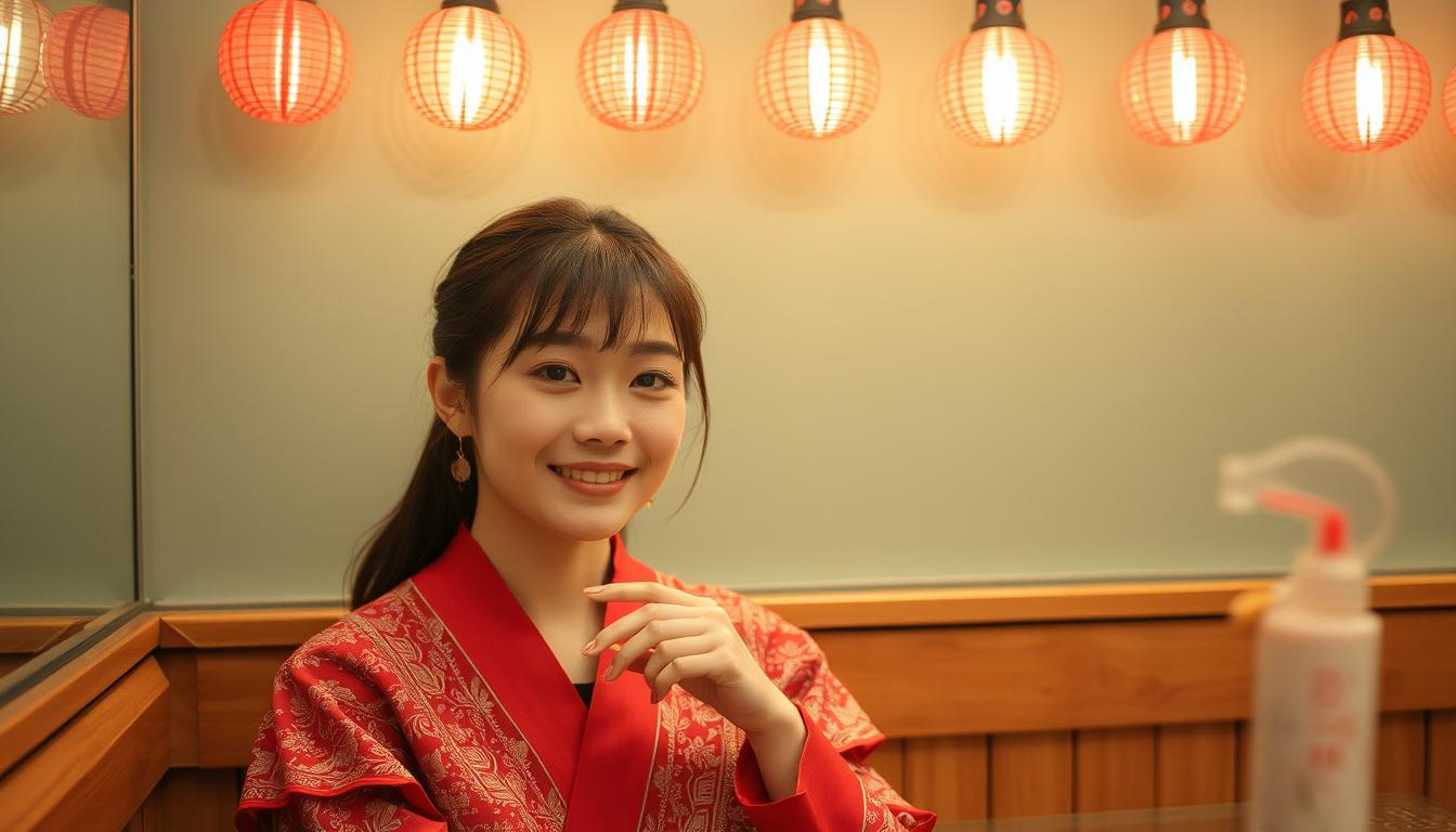 中年男性が憧れる清楚で上品な日本人女性の肖像画。穏やかな表情と滑らかな肌、繊細な眉毛と長い黒髪が特徴。控えめな makeup と優雅な所作で、端正な顔立ちに上品な雰囲気が漂う。柔らかな照明に照らされ、優雅なポーズで立っている。背景は日本らしい自然の風景が見える。丁寧な作りと写実的なデテールで、品格と洗練された女性の魅力を表現する。