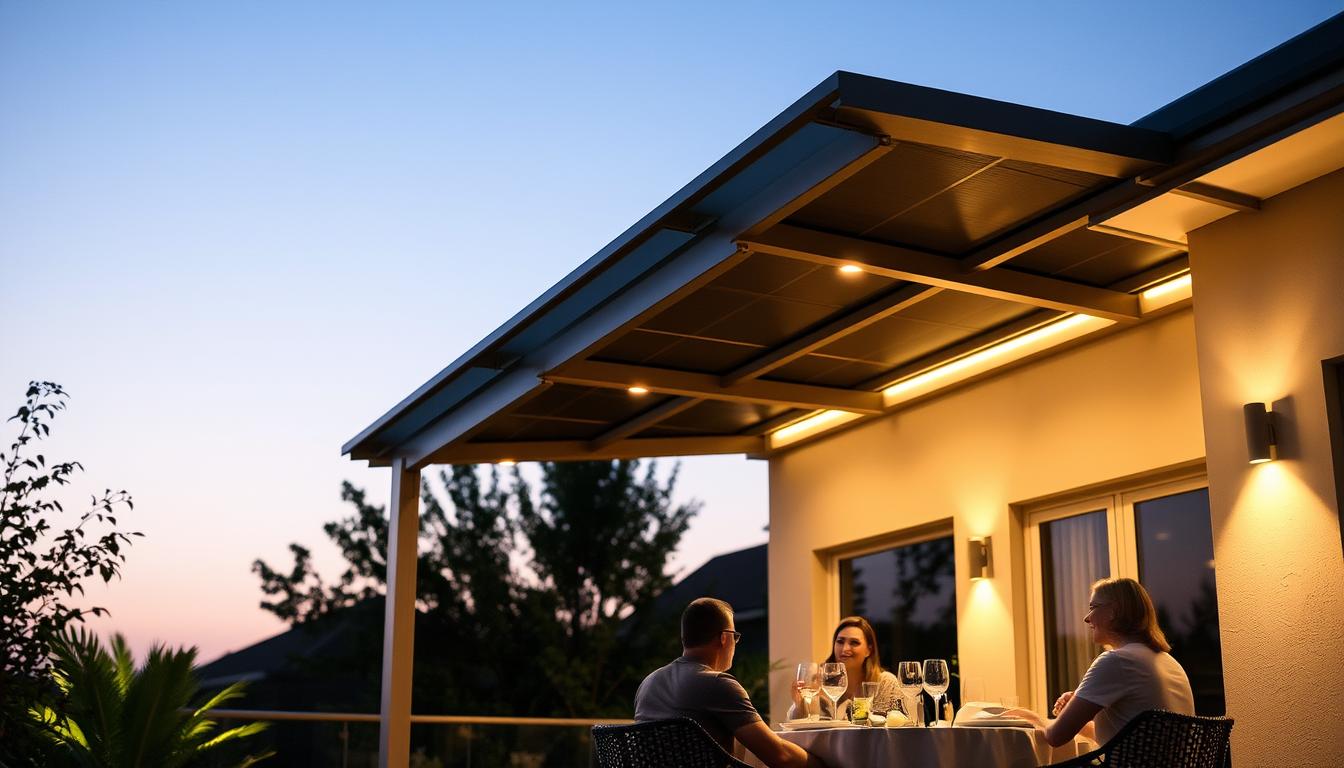 Solarbeleuchtung unter Terrassenüberdachung