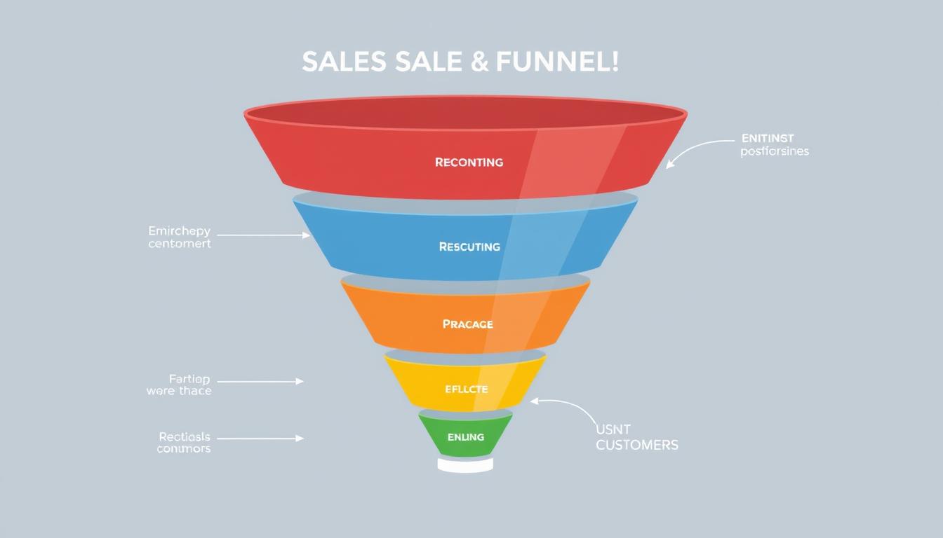 Ein Bild von einem Verkaufsfunnel, der Kunden Schritt für Schritt durch den Kaufprozess führt. Ein Bild von einem Verkaufsfunnel, der Kunden Schritt für Schritt durch den Kaufprozess führt.