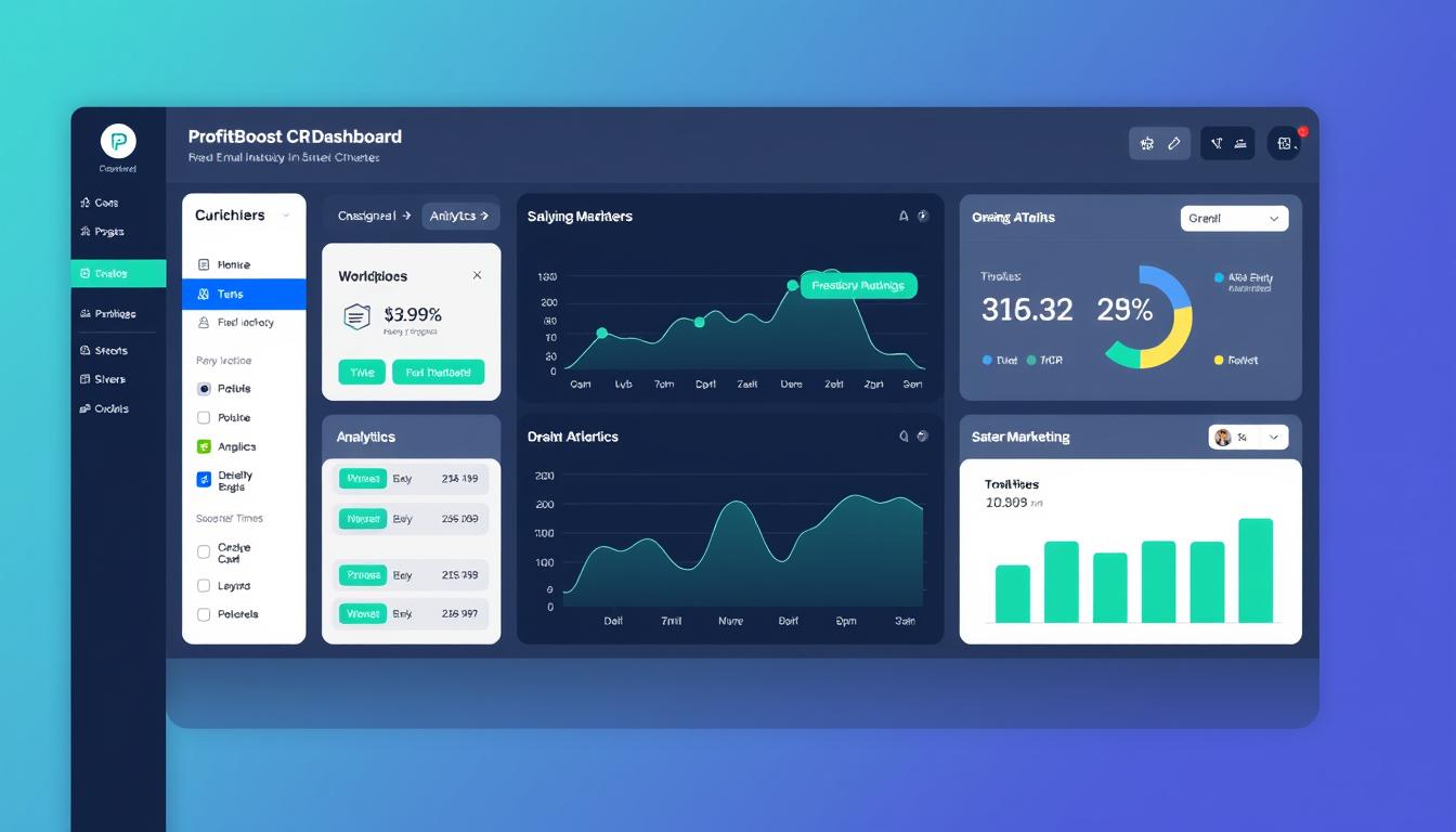 Ein Bild von einem E-Mail-Marketing-Dashboard mit ProfitBoost CRM Ein Bild von einem E-Mail-Marketing-Dashboard mit ProfitBoost CRM