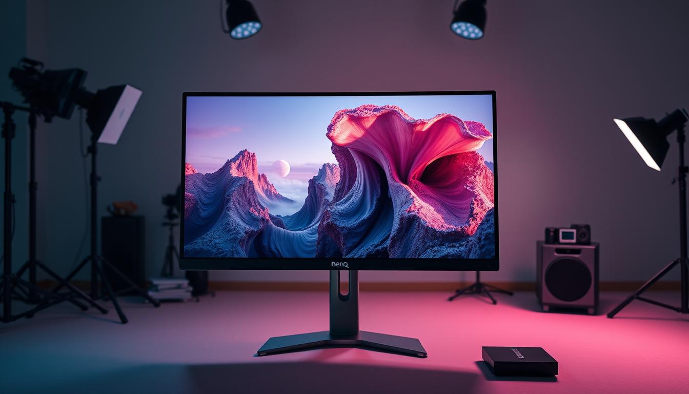 BenQ SW321C PhotoVue monitor displaying professional photography content