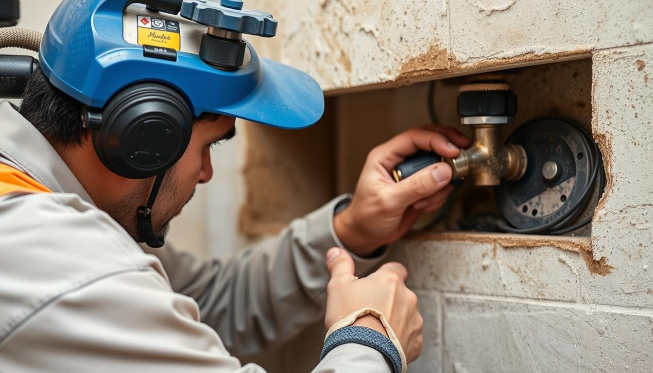 صورة لفني صحي في الكويت وهو يستخدم أدوات حديثة