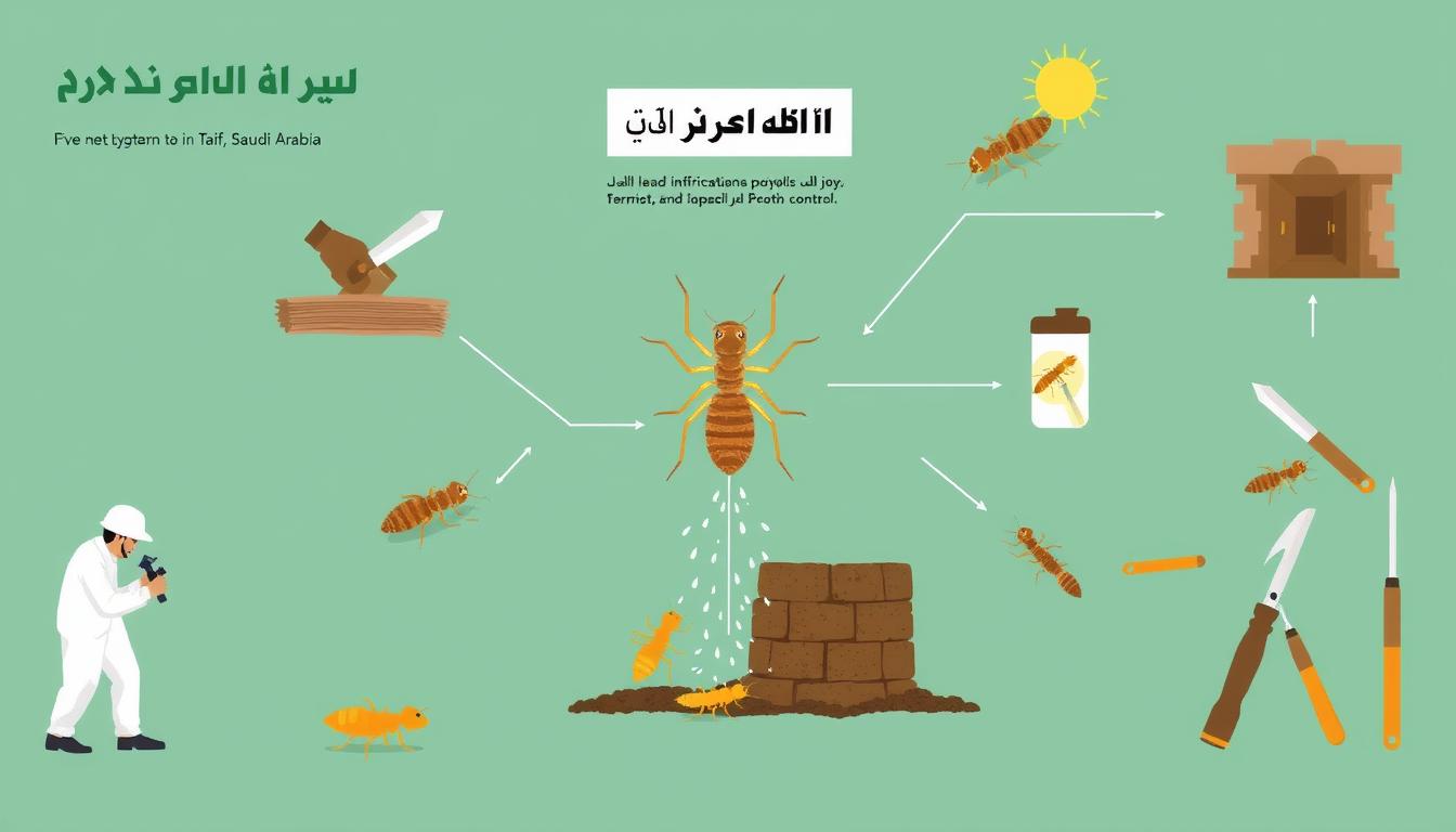 صورة توضح عملية مكافحة النمل الأبيض بالطائف