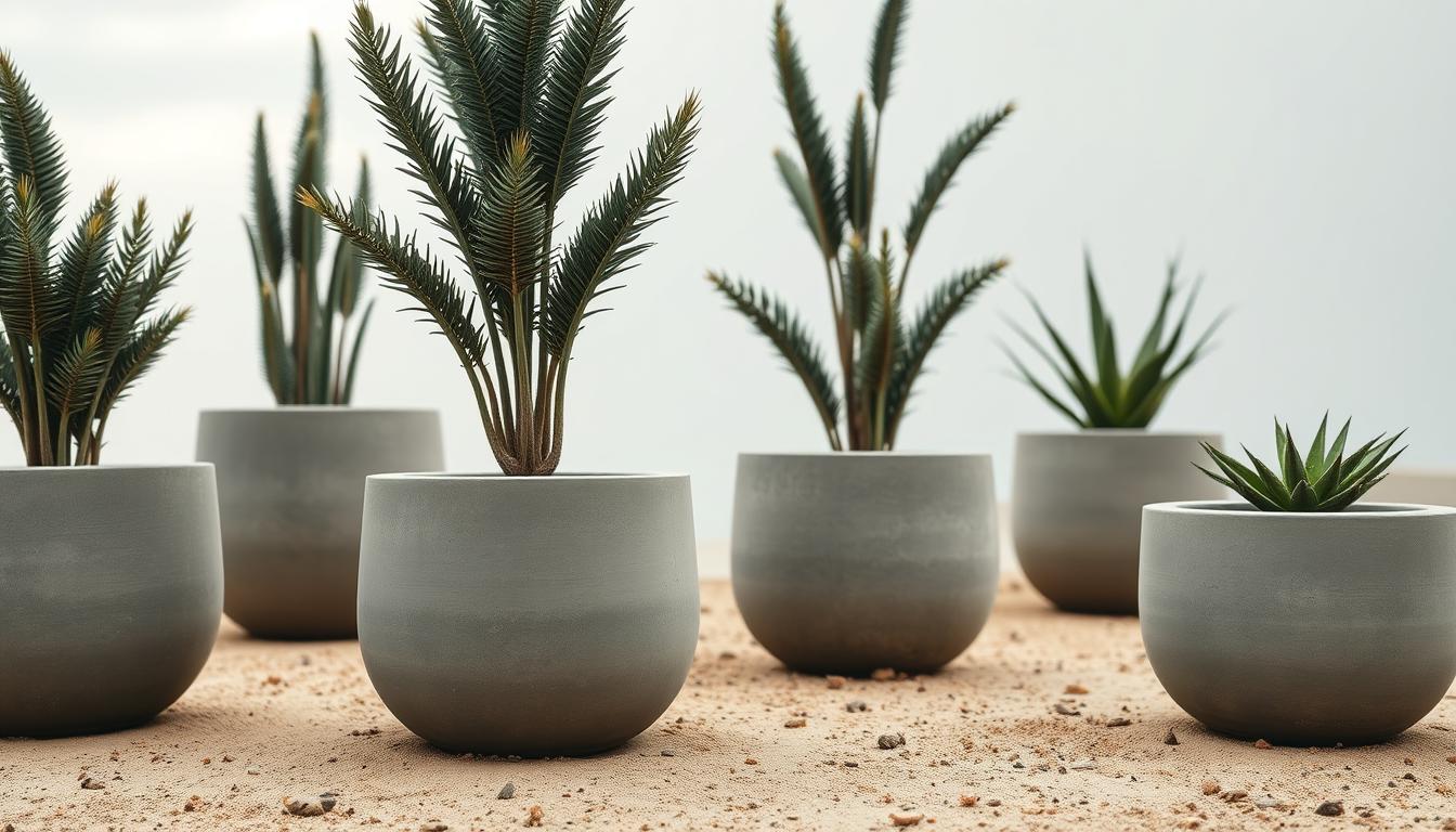 minimalistische Pflanzgefäße aus Beton