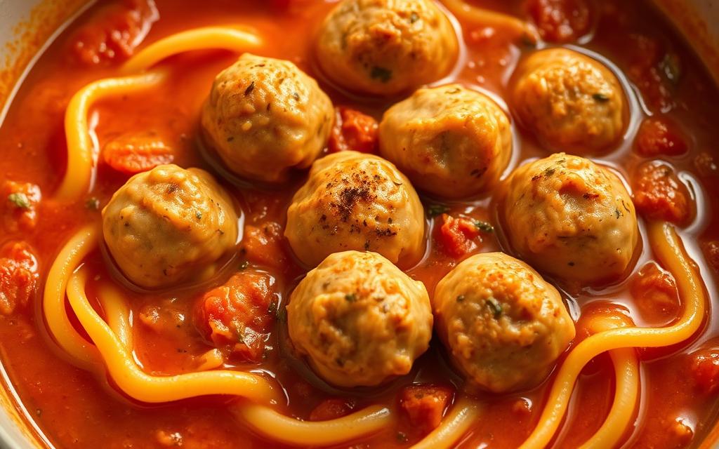 Kycklingfärs i krämig tomatsås