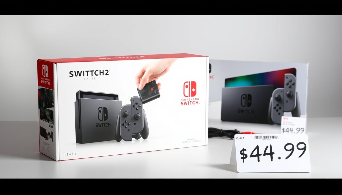 Nintendo Switch 2 console with price tag and packaging