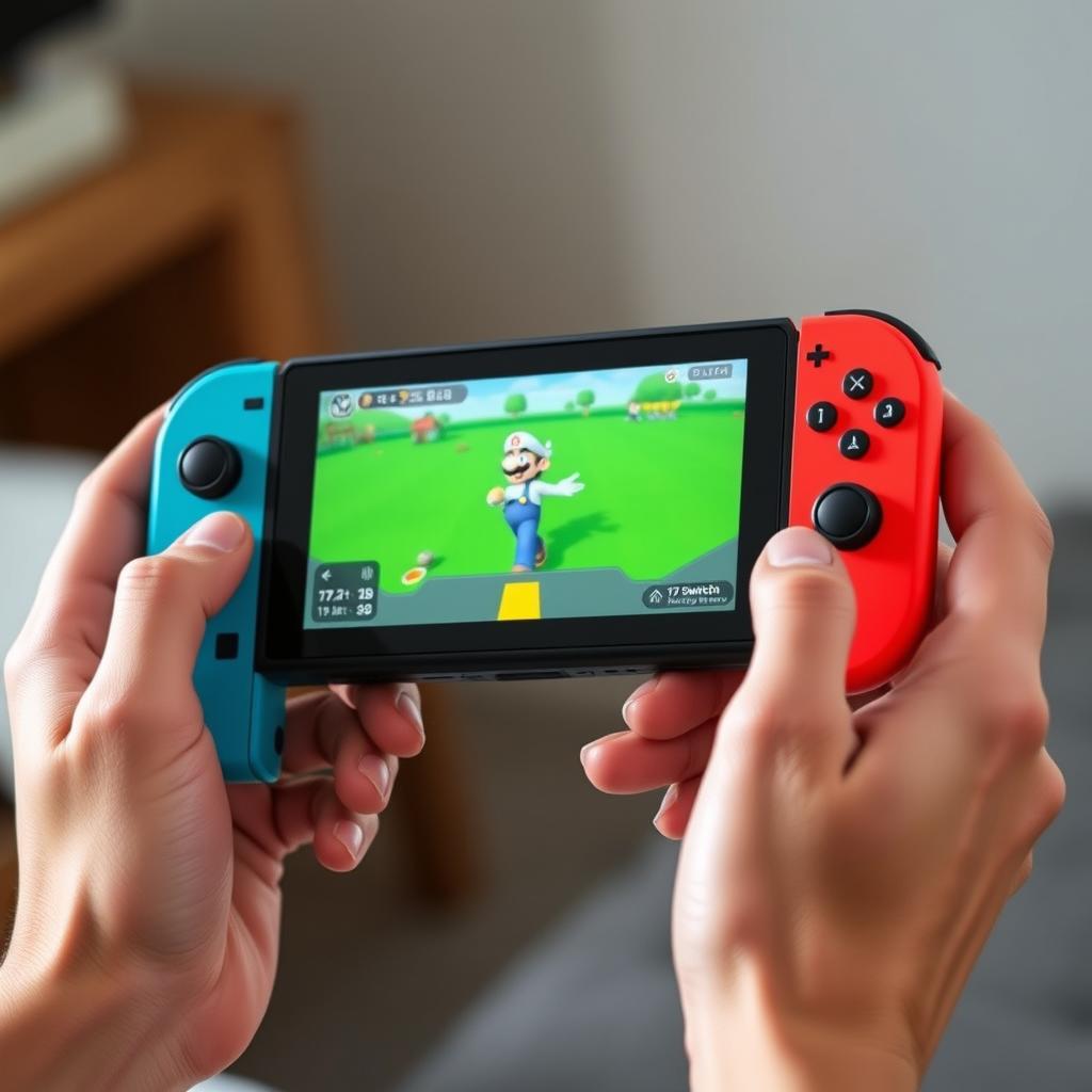 Nintendo Switch 2 in handheld mode with Joy-Con 2 controllers attached