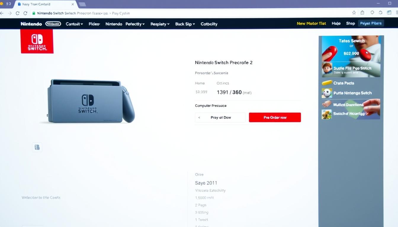 Nintendo Switch 2 pre-order page on Nintendo's official website
