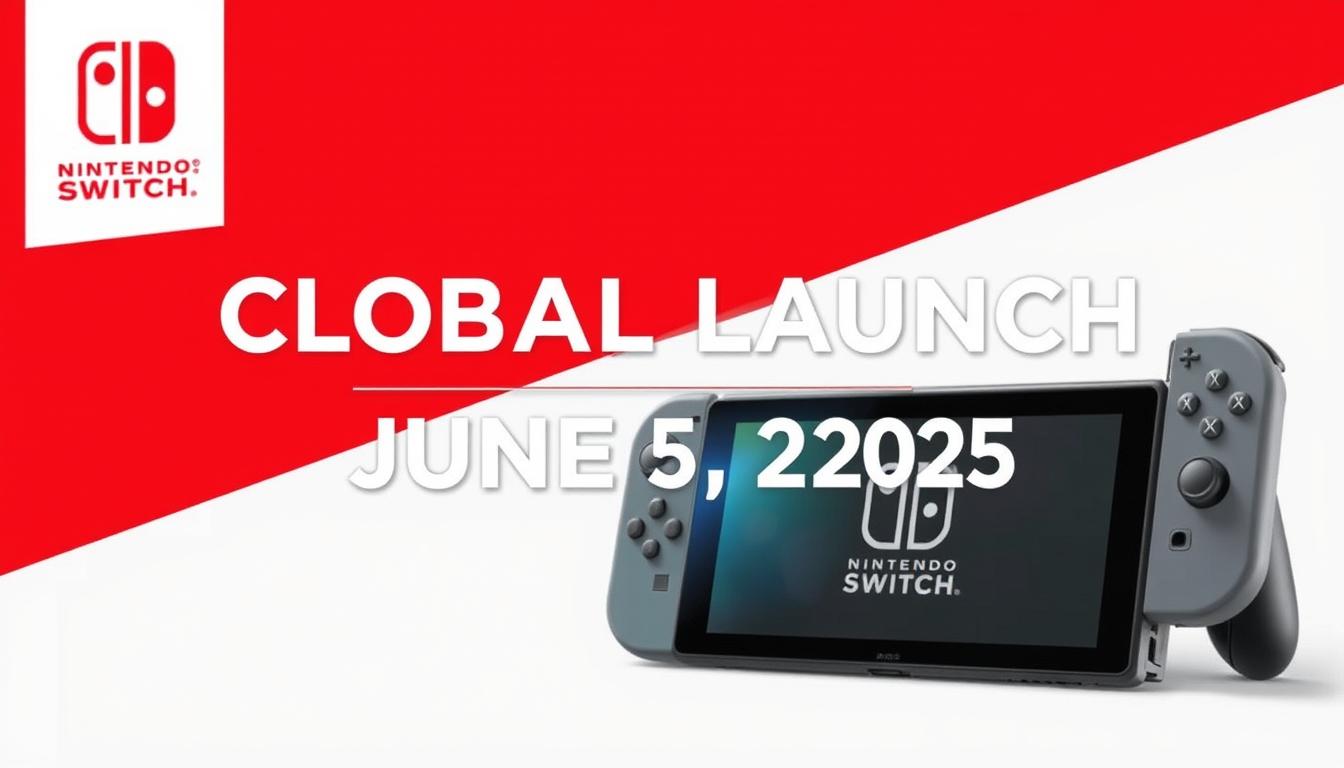 Nintendo Switch 2 official launch event promotional image showing the release date