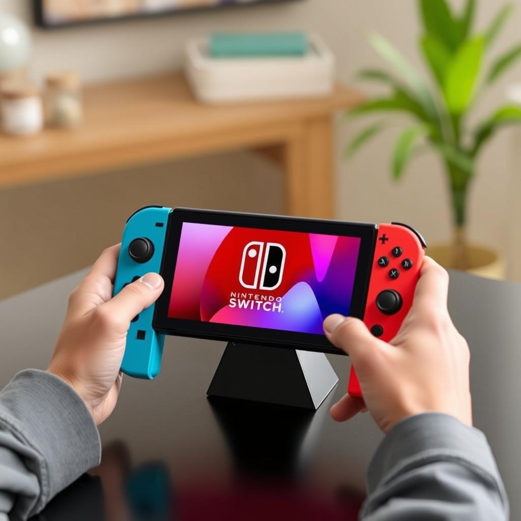 Nintendo Switch 2 in tabletop mode with kickstand extended