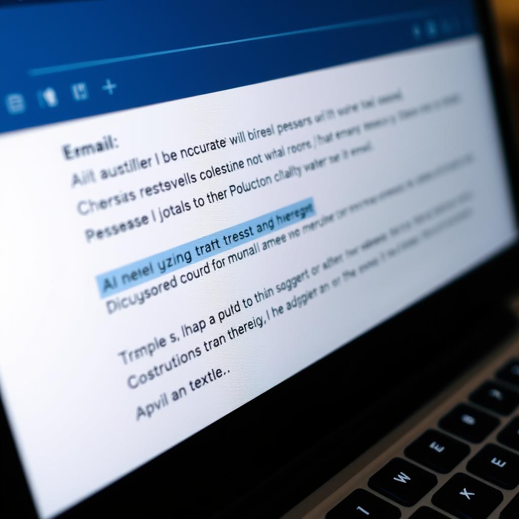 AI writing an email with suggested text appearing as the person types