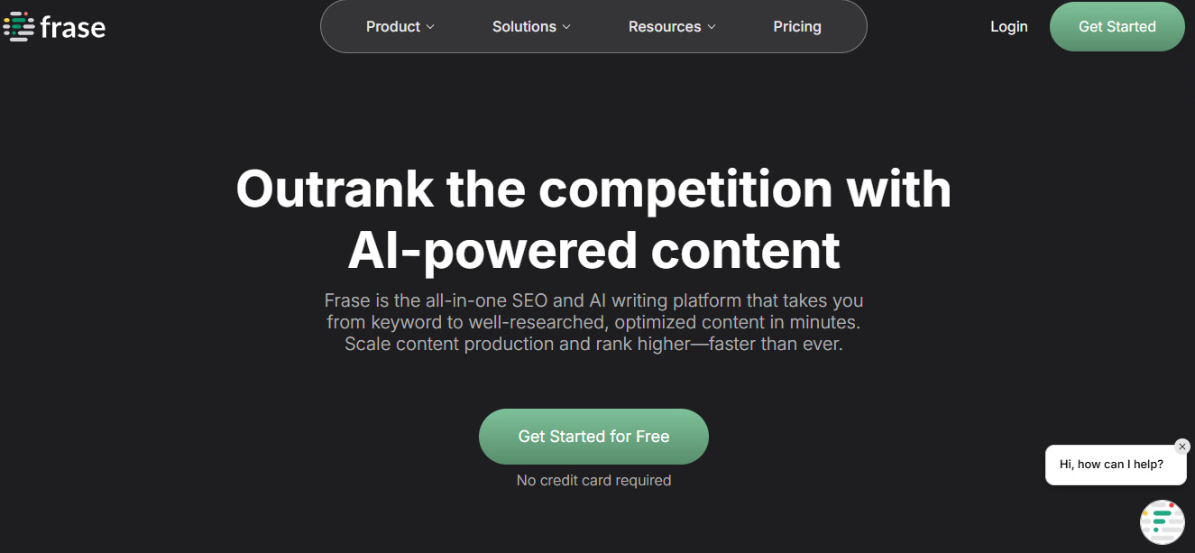 Frase AI interface showing content research and SEO optimization features for 2025