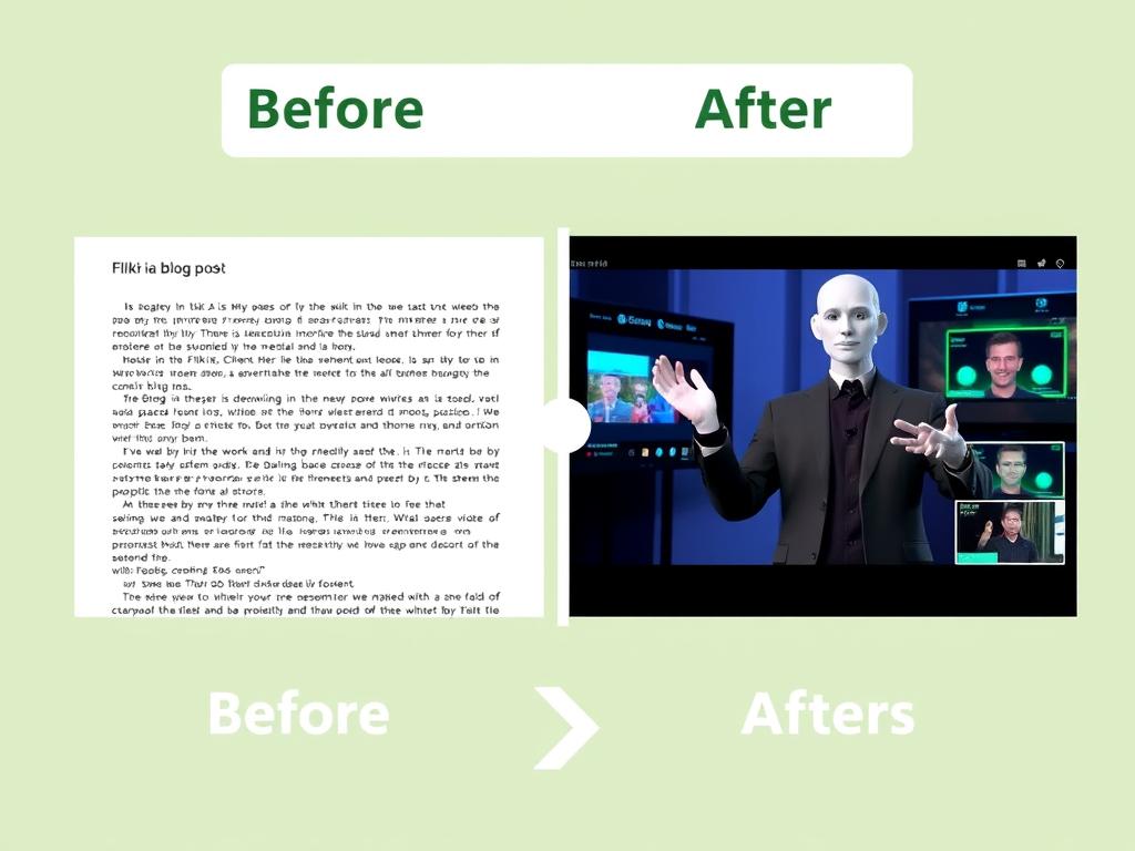 Fliki AI's blog-to-video conversion showing original article and video output