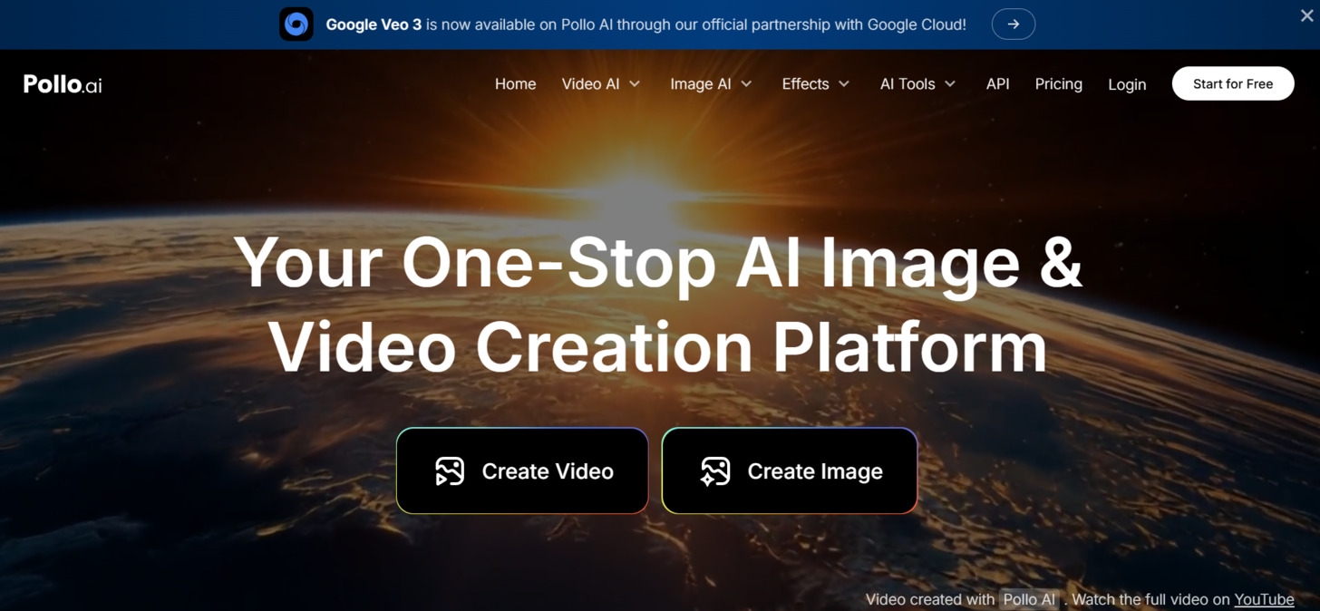Pollo.ai interface showing social media video creation tools