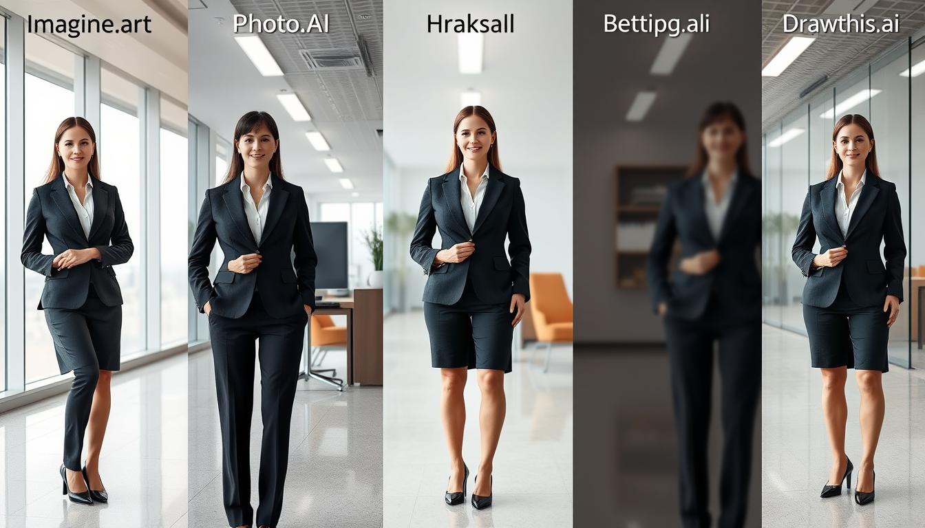 Comparison of outputs from all five AI image generators using the same prompt