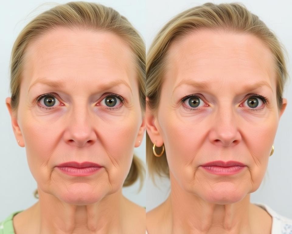 Before and after results of non-surgical facial rejuvenation using plastic surgery alternatives