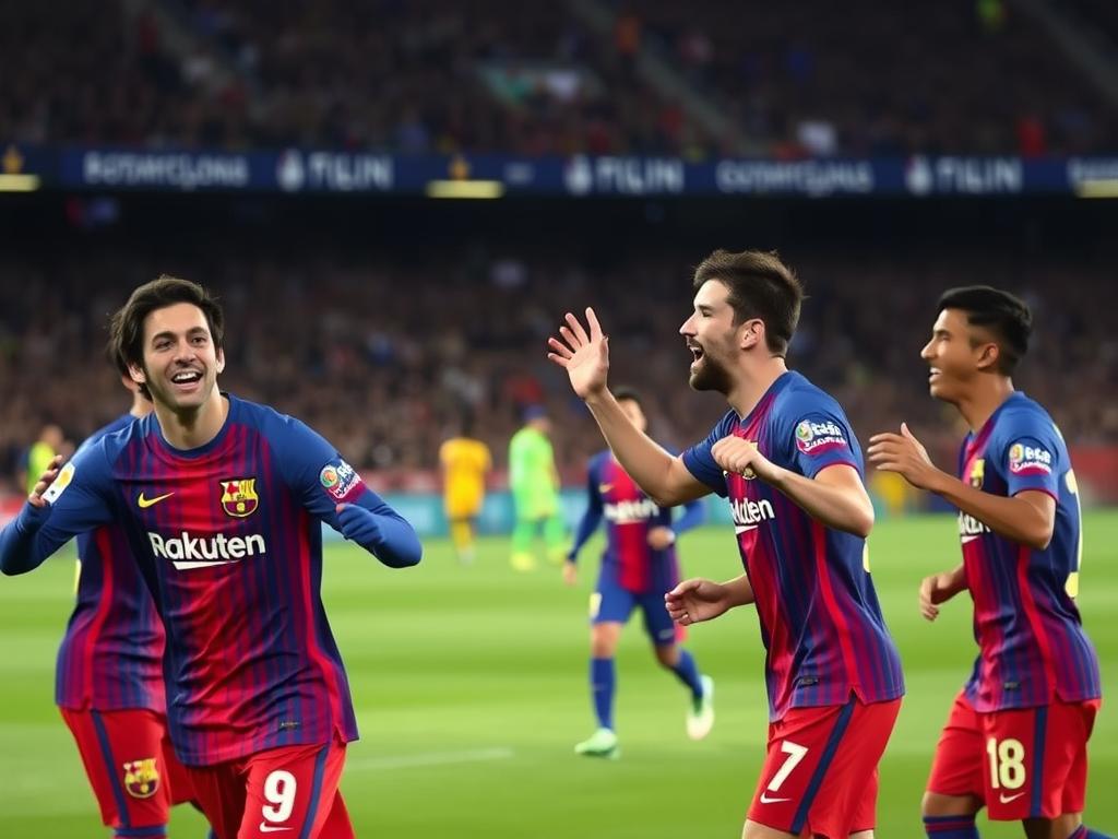 Internazionale x Barcelona Liga dos Campeões: O duelo decisivo pela vaga na final 14 Jogadores do Barcelona comemorando durante partida da Liga dos Campeões