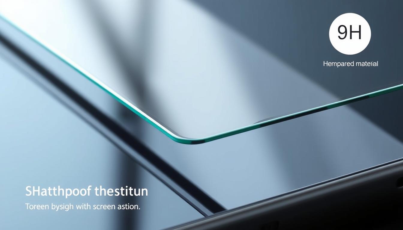 Best Tempered Glass Screen Protector for Onn 8 Tablets & Surf 8" Tablets – 2025 Guide 5 A close-up view of a 9H hardness screen guard for an 8-inch tablet, showcasing its scratch-resistant surface and sleek, shatterproof design. The tempered glass material reflects a soft, diffused lighting, creating a subtle, premium aesthetic. The screen guard's edges are precisely aligned, creating a seamless integration with the tablet's display. The image should convey the protection and durability of the screen guard, highlighting its key technical specifications in a visually appealing manner.