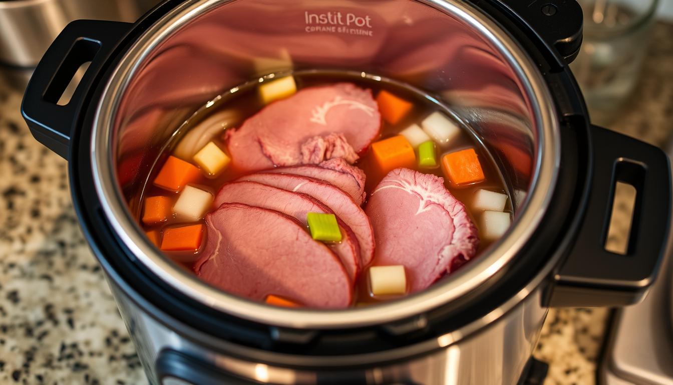 Instant Pot Corned Beef Cooking Process