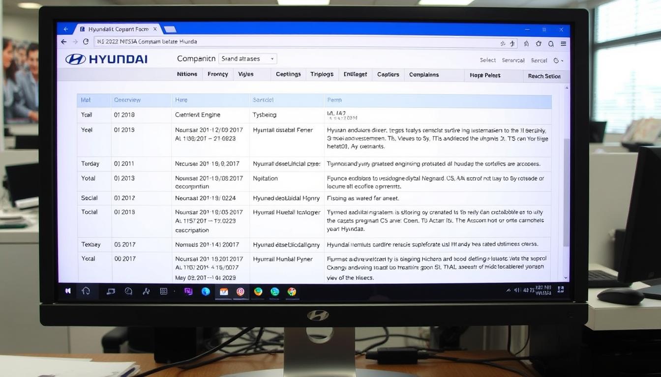 NHTSA complaint database showing Hyundai engine problems reports
