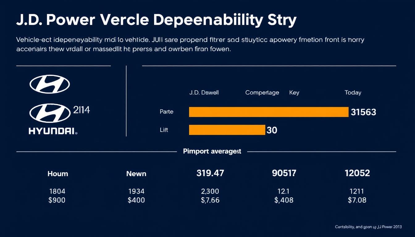 J.D. Power dependability rankings chart showing Hyundai's position relative to industry average