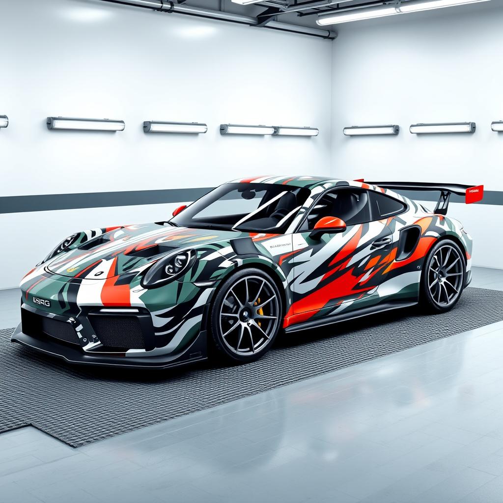Custom racing stripe design on a sports car