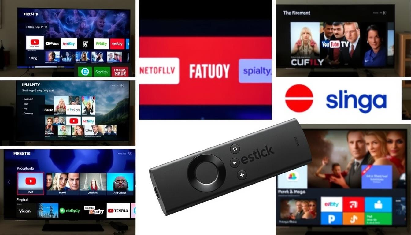 Various IPTV services interfaces shown on a Firestick