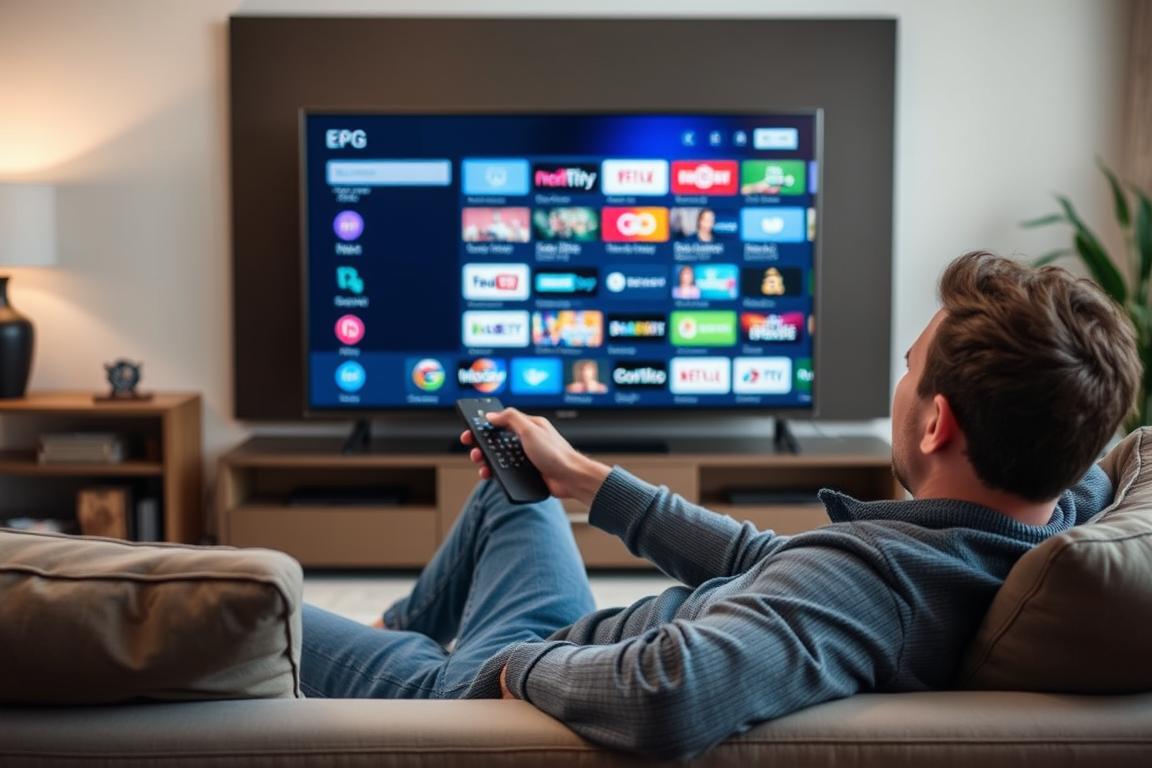 Person using EPG on a smart TV to find content