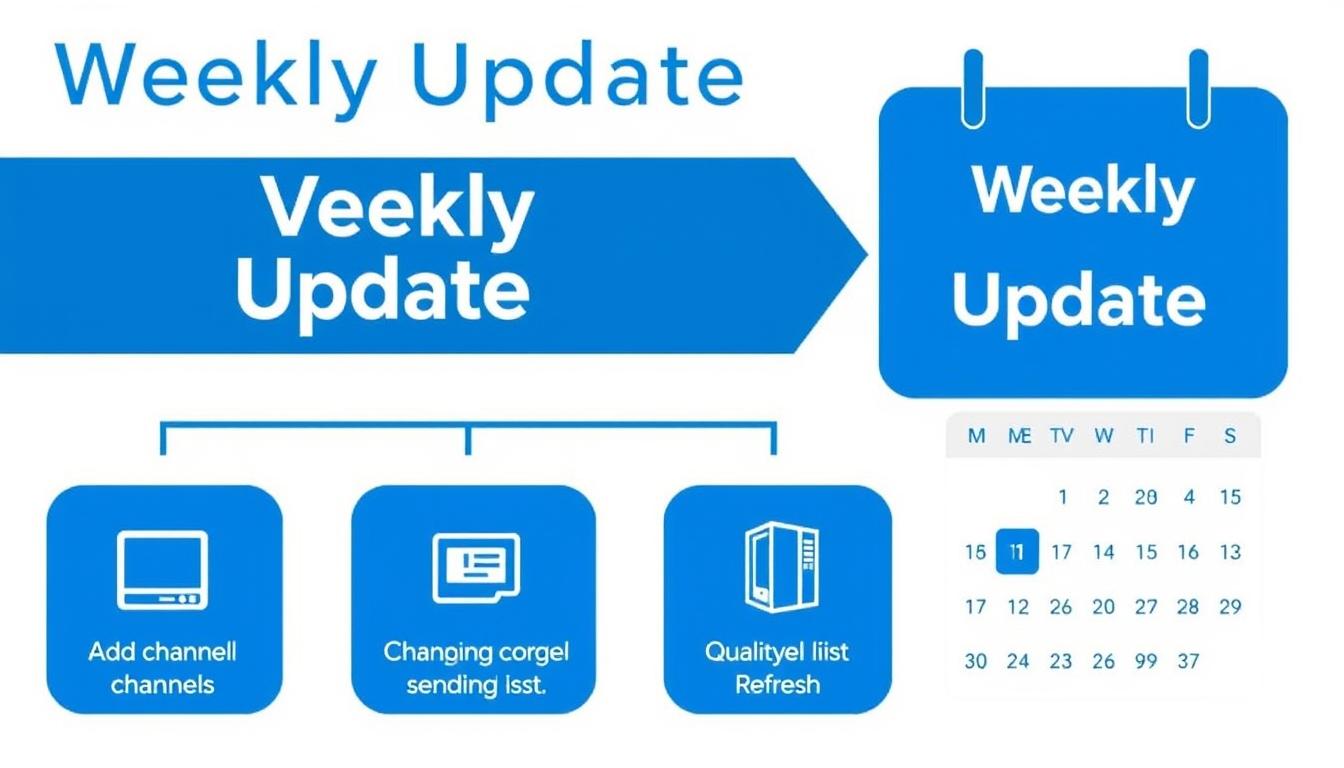 Calendar showing weekly update schedule for IPTV UK channels list